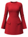 1960s Long Sleeve Faux Pockets Solid Dress - vintage dress, retro fashion