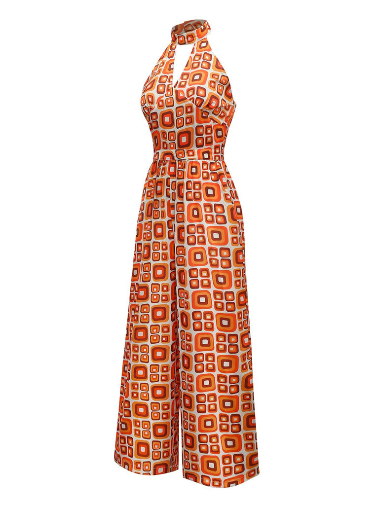 1960s Mandarin Collar Geometric Hippie Jumpsuit - vintage jumpsuit, retro fashion