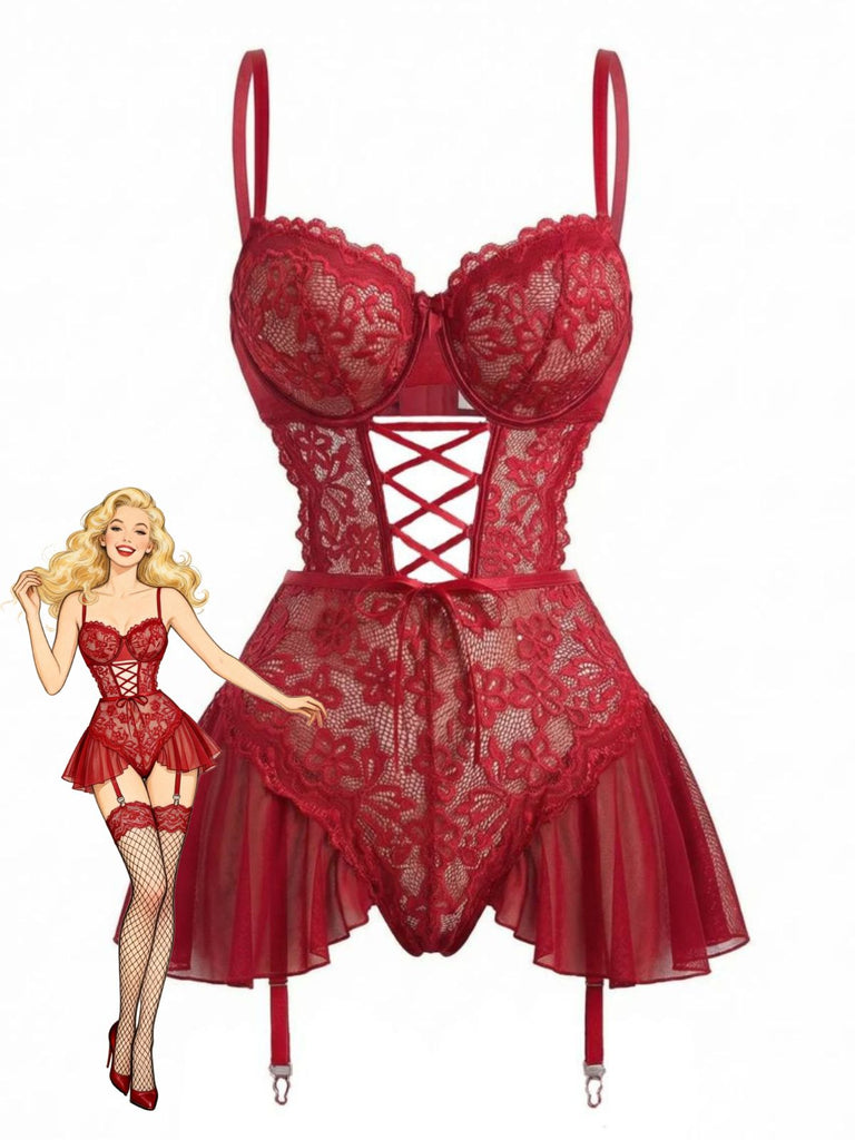 1960s Mesh Sheer Lace Nightgown With Garter Straps - vintage nightgown, retro sleepwear