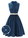 1960s Navy Blue Sleeveless Lapel Dress - vintage dress, retro fashion, elegant style for vintage lovers