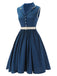 1960s Navy Blue Sleeveless Lapel Dress | vintage dress, retro fashion, elegant style - perfect for retro fashion enthusiasts