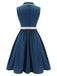 1960s Navy Blue Sleeveless Lapel Dress - vintage dress, retro fashion, elegant style for vintage lovers