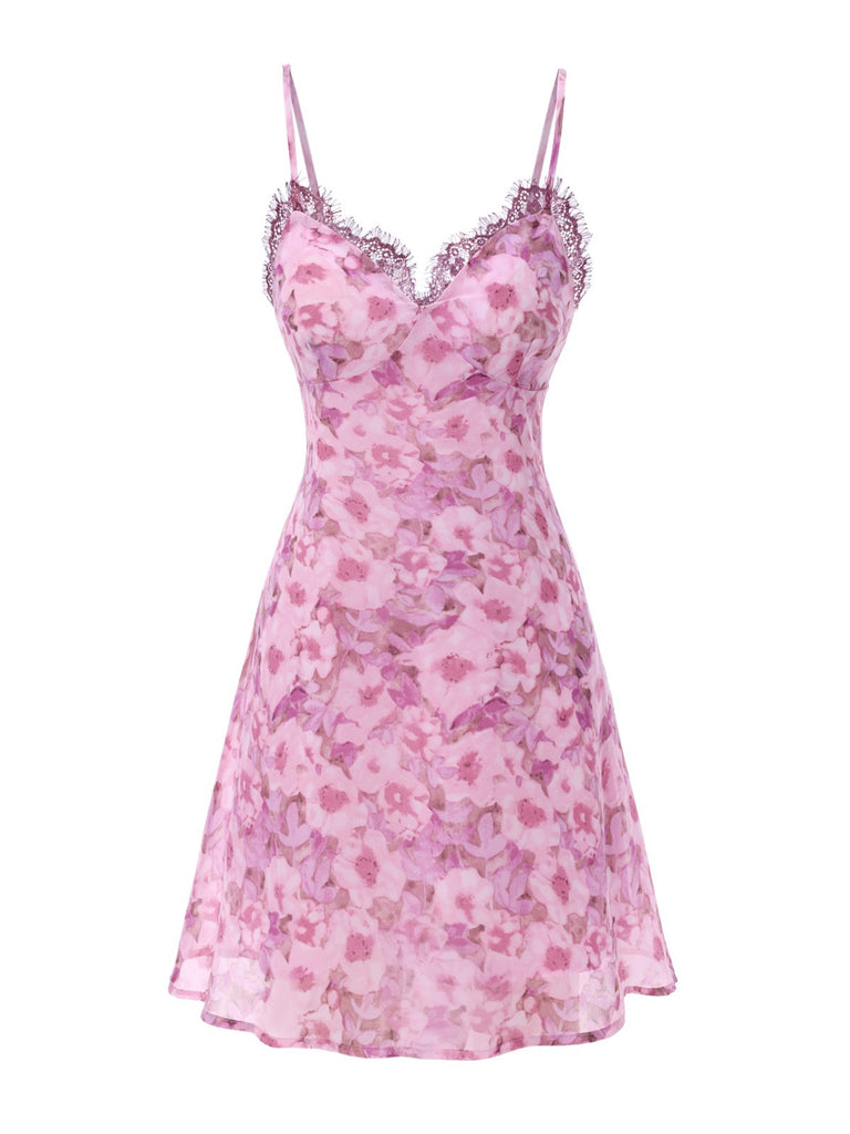 Purple 1960s Psychedelic Floral Lace Patchwork Nightgown - vintage nightgown, retro sleepwear