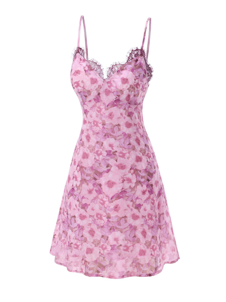Purple 1960s Psychedelic Floral Lace Patchwork Nightgown - vintage nightgown, retro sleepwear