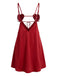 1960s Solid Satin Sequined Heart Sexy Cami Nightgown - vintage nightgown, retro sleepwear