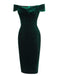 She slips into this 1960s Off Shoulder Velvet Bodycon Dress and suddenly it's a 1960s daydream