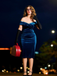 1960s Off Shoulder Velvet Bodycon Dress - vintage dress, retro fashion