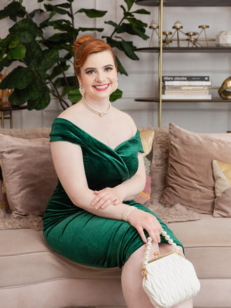 1960s Off Shoulder Velvet Bodycon Dress: timeless style reimagined