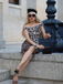1960s Off-shoulder Leopard Pencil Dress - vintage dress, retro fashion