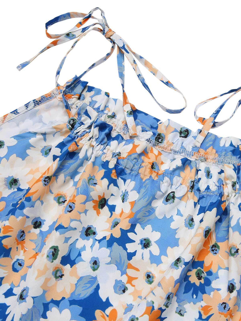 1960s Oil Painting Daisy Shoulder Tie Dress — a 1960s silhouette that turns sidewalks into runways