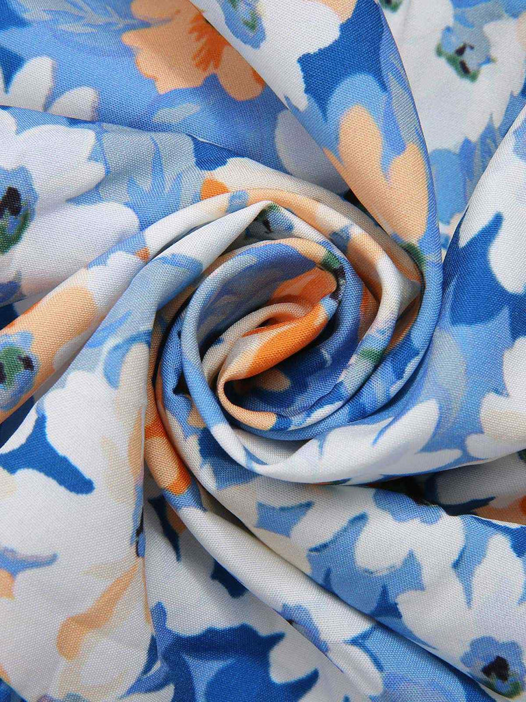 1960s Oil Painting Daisy Shoulder Tie Dress: where 1960s romance meets her modern spirit