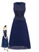 1960s Pearl Button Belted Sleeveless Pleated Dress - vintage dress, retro fashion