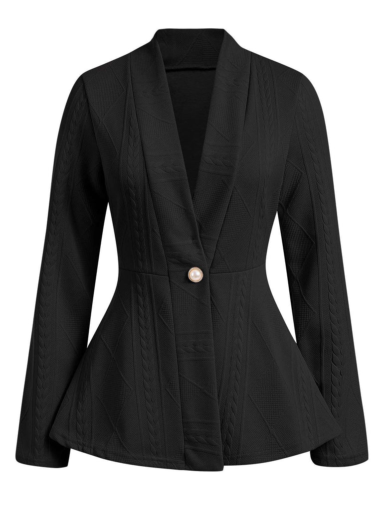 1960s Pearl Buttoned Waisted Flare Long Sleeve Coat, vintage coat, retro outerwear - perfect for women who love vintage and retro fashion