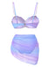 This 1960s Pearl-Strap Shell Ombre Bikini Set carries 1960s vacation dreams in every stitch