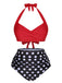 1960s Polka Dot Halter Back Strap Swimsuit, vintage swimsuit, pin-up swimwear - perfect for women who love vintage and retro fashion