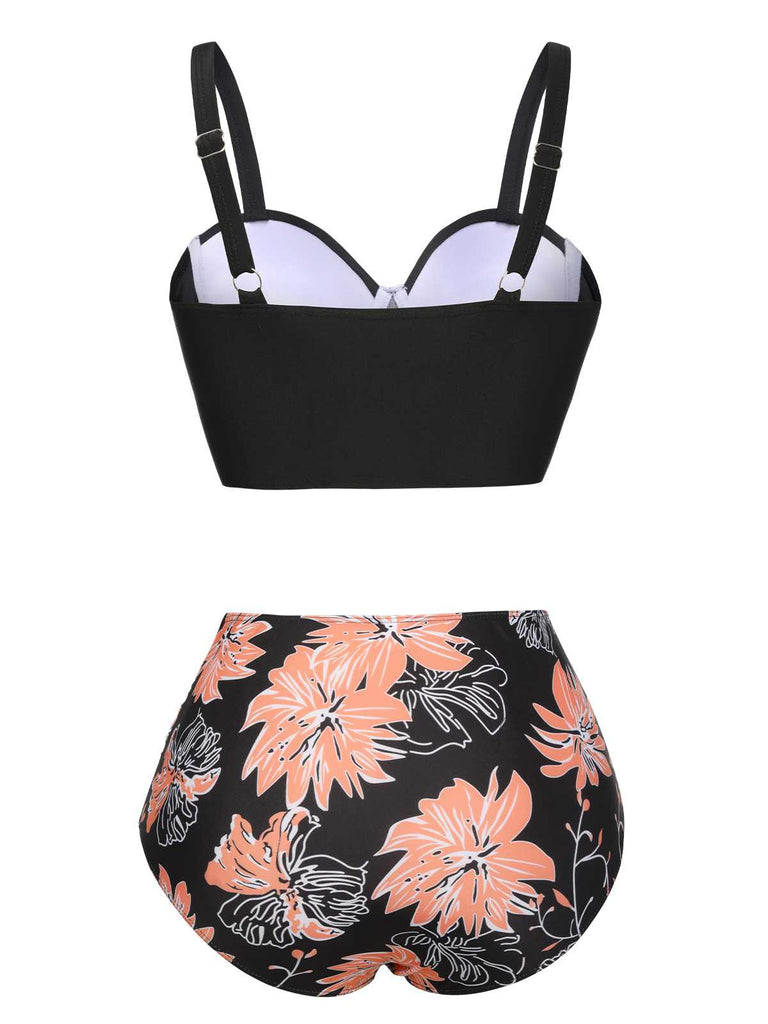 This 1960s Print Spaghetti Strap Swimsuit carries 1960s vacation dreams in every stitch