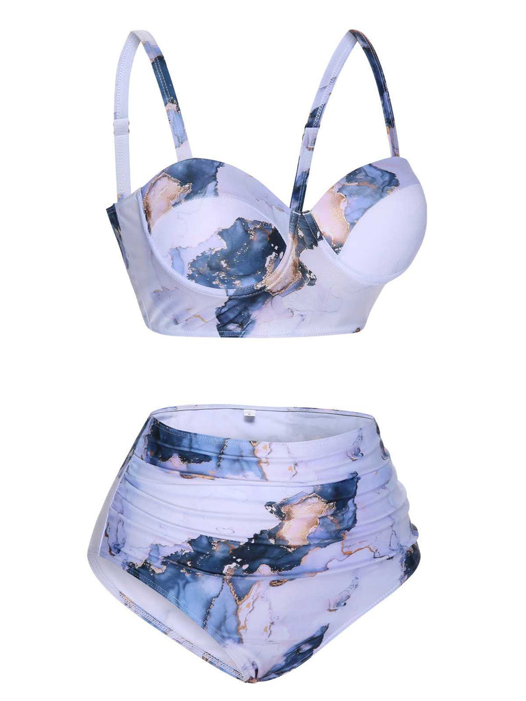 She's wearing 1960s Print Spaghetti Strap Swimsuit and the whole beach remembers the 1960s