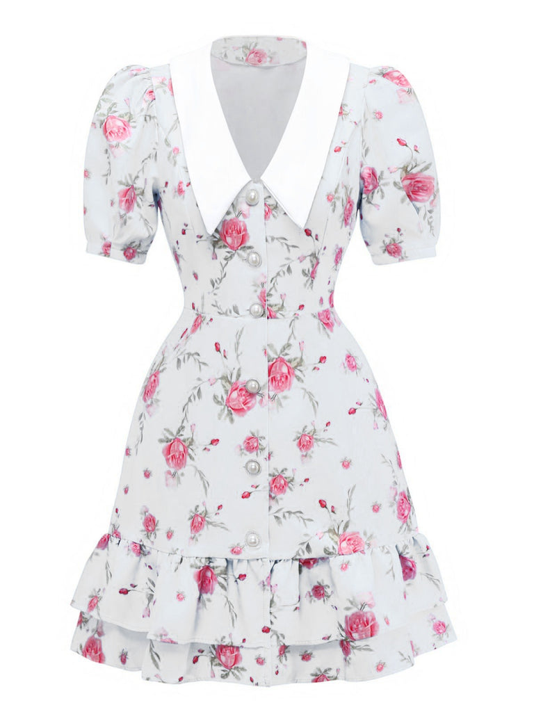 1960s Puff Sleeve Chelsea Collar Mini Dress - vintage dress, retro fashion