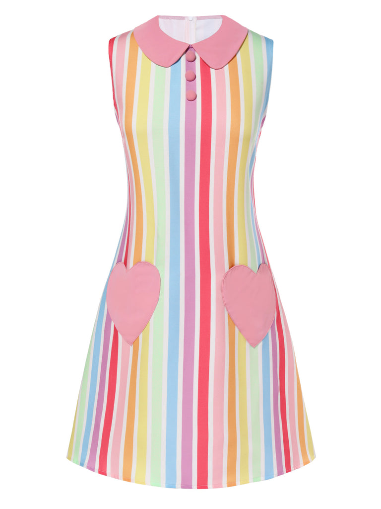 pastel rainbow striped dress Pastel Rainbow Sundress 80s Stripe Midi Cotton Blend Square Neck Spaghetti Strap Belted Summer Pink Purple Blue Yellow Elastic Waist Small S