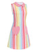 This 1960s Rainbow Stripe Heart Pocket Dress wraps her in 1960s elegance, one twirl at a time