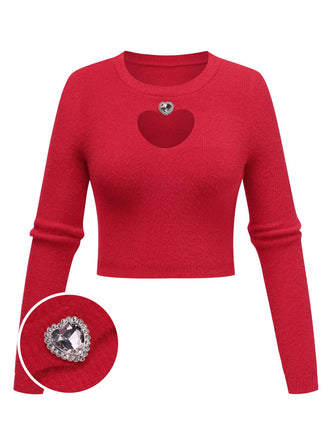 1960s Rhinestones Heart Cutout Knitted | 1960s | vintage fashion, retro style