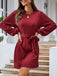 1960s Ribbed Knit Belted Round Neck Dress - vintage dress, retro fashion
