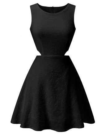 1960s Round Neck Solid Floral Sleeveless Dress: timeless style reimagined