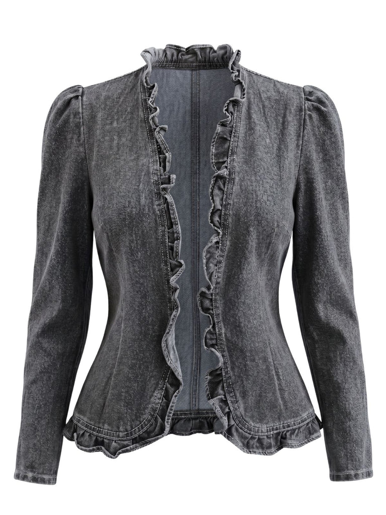 1960s Ruffle Denim Vintage Classic Top