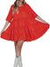 1960s Sequin Tiered Babydoll Dress - vintage dress, retro fashion, elegant red