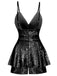 1960s Sequined Strappy V-Neck Culotte Romper - vintage jumpsuit, retro fashion