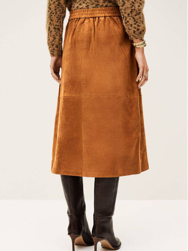 Brown 1960s Corduroy Button Front Pocket Midi Skirt - vintage skirt, retro style