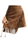 Brown 1960s Faux Suede Fringe Asymmetrical Hem Skirt - vintage skirt, retro style