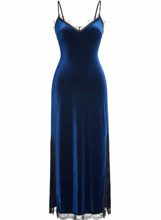 1960s Slip Velvet Lace Nightgown - vintage nightgown, retro sleepwear