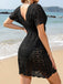 1960s Solid Deep V-Neck Crochet Cover-Up — 1960s vintage charm for her modern wardrobe