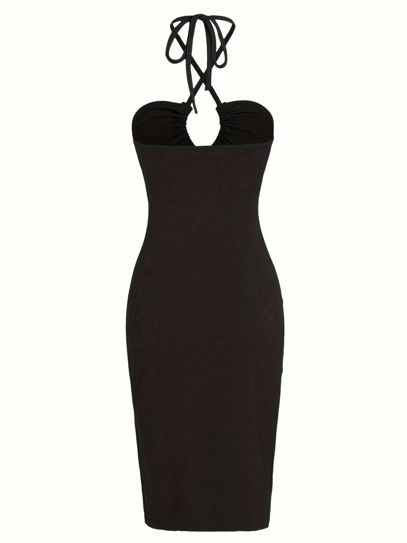 solid cut out bodycon dress Solid Solid Cut Out Knot Bodycon Dress