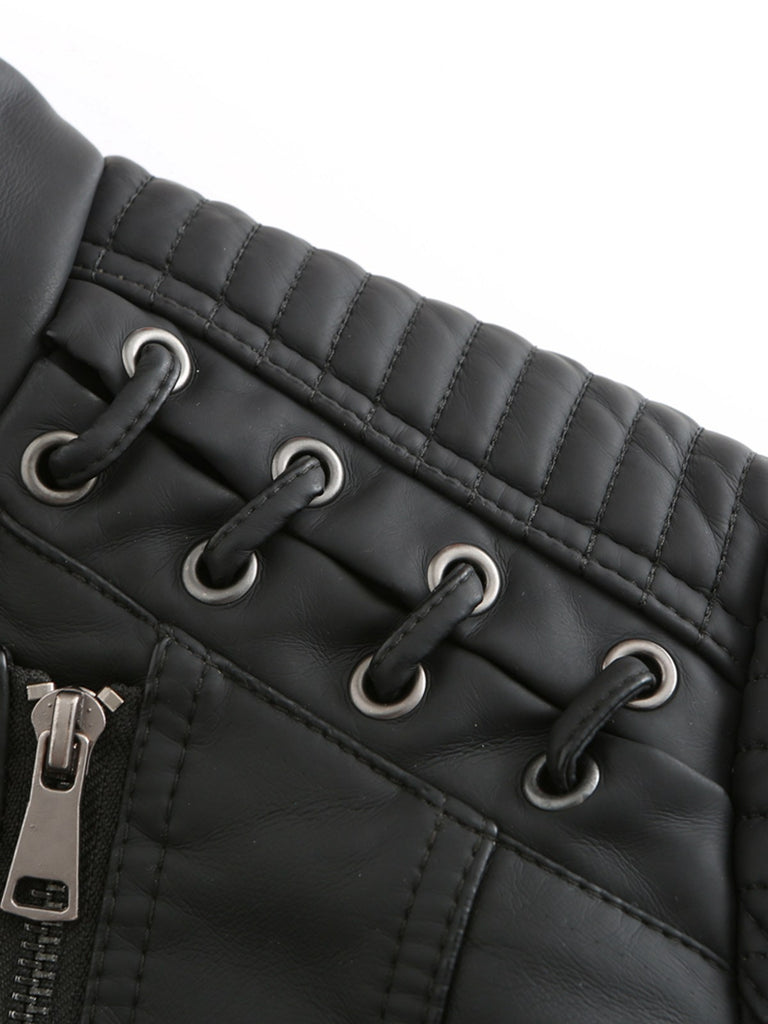 This 1960s Solid Faux Leather Motorcycle Jacket is her armor of 1960s elegance