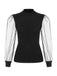 1960s Solid Half Turtleneck Puff Sleeve Knitted Top - vintage fashion, retro style