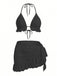 1960s Solid Halter Lace Bikini Set & Ruffle Cover-Up - vintage fashion, retro style