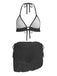 1960s Solid Halter Lace Bikini Set & Ruffle Cover-Up - vintage fashion, retro style