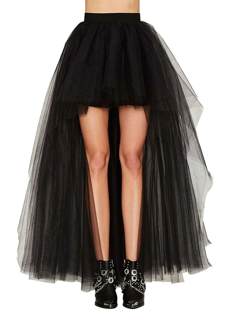 1960s Solid High-Low Hem Mesh Skirt - vintage skirt, retro style
