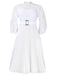 She slips into this 1960s Solid Lace Crochet Pleated Belted Dress and suddenly it's a 1960s daydream