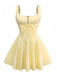 Yellow 1960s Solid Lace Straps Lace-Up Skater Dress - vintage dress, retro fashion, elegant style for vintage lovers