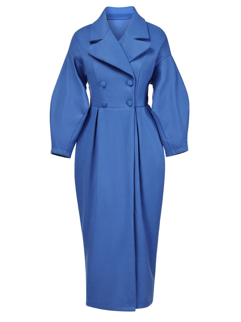 1960s Solid Lantern Sleeves Wide Lapel Coat, vintage coat, retro outerwear - perfect for women who love vintage and retro fashion