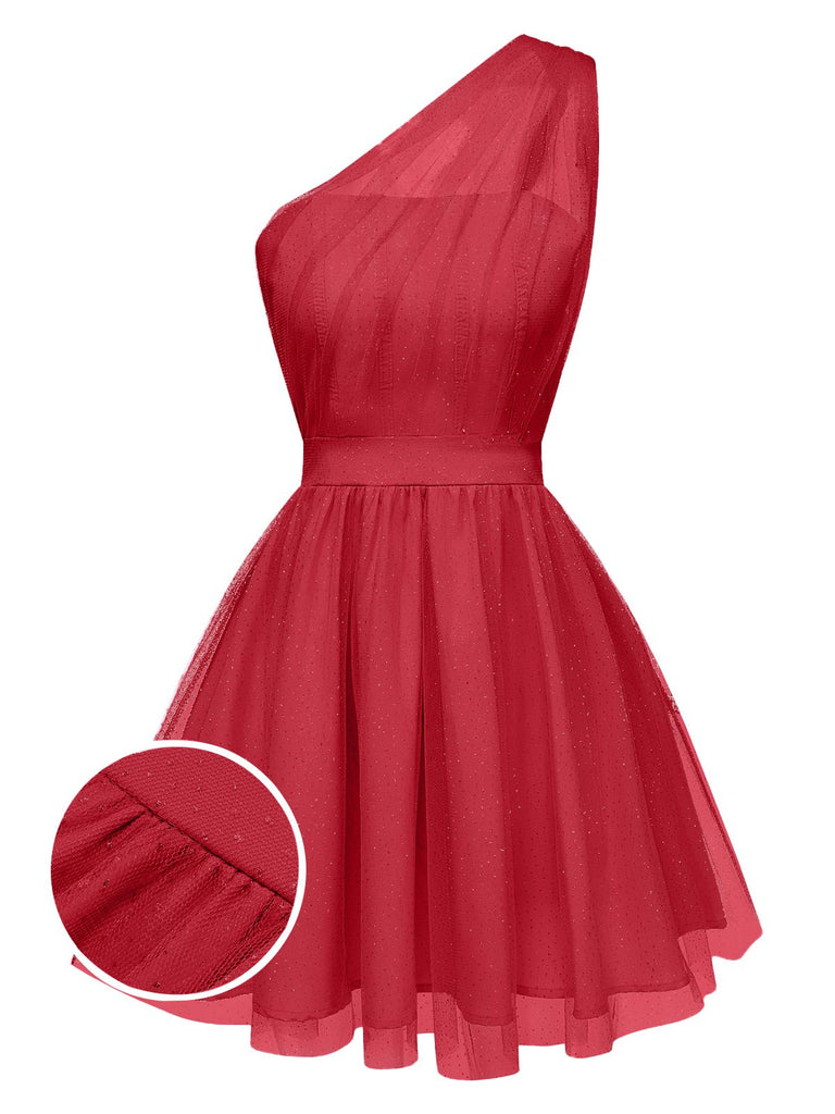 1960s Solid Mesh One Shoulder Dress | Retro Stage 1960s Solid Mesh One Shoulder Dress | Retro Stage