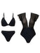 1960s Solid Mesh Plunge Bikini Set & Cover-Up - vintage fashion, retro style