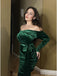 She slips into this 1960s Solid Off-Shoulder Velvet Dress and suddenly it's a 1960s daydream