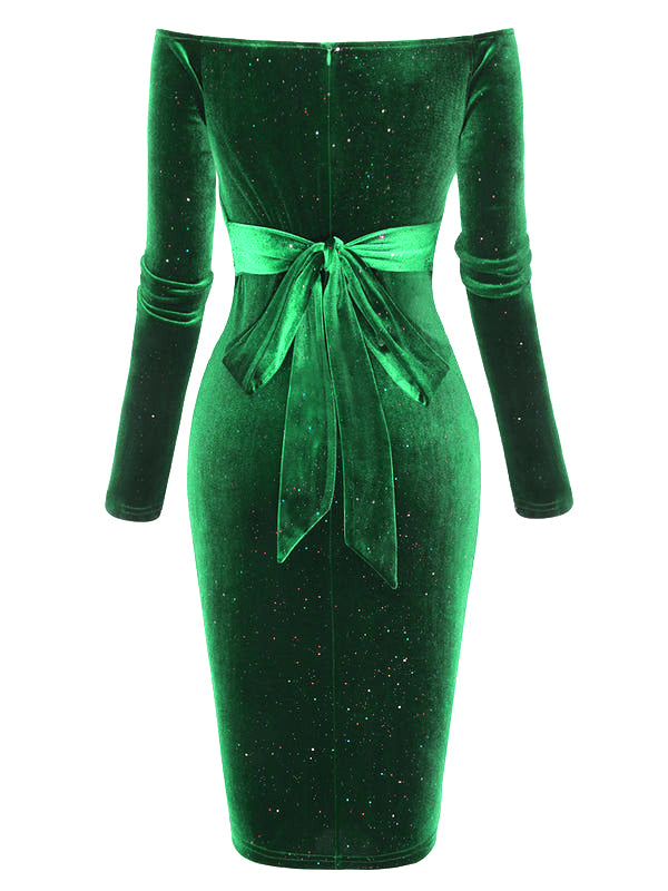 1960s Solid Off-Shoulder Velvet Dress — vintage elegance for the modern woman