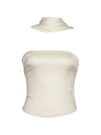 1960s Solid Satin Halter Neck Tube Top - vintage fashion, retro style