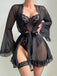 1960s Solid Sheer Lace Patchwork Sleepwear Set - vintage nightgown, retro sleepwear