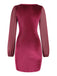 1960s Solid Sheer Sleeves V-Neck Velvet Dress, vintage dress, retro fashion - perfect for women who love vintage and retro fashion